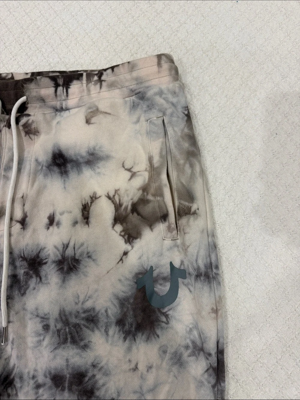 True Religion Gilden Beige & White Tie-Dye Joggers